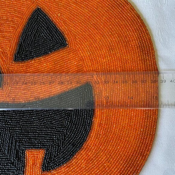 Beautiful BEADED Vintage Pier 1 Halloween Table Placemat Centerpiece Rare - Picture 6 of 8